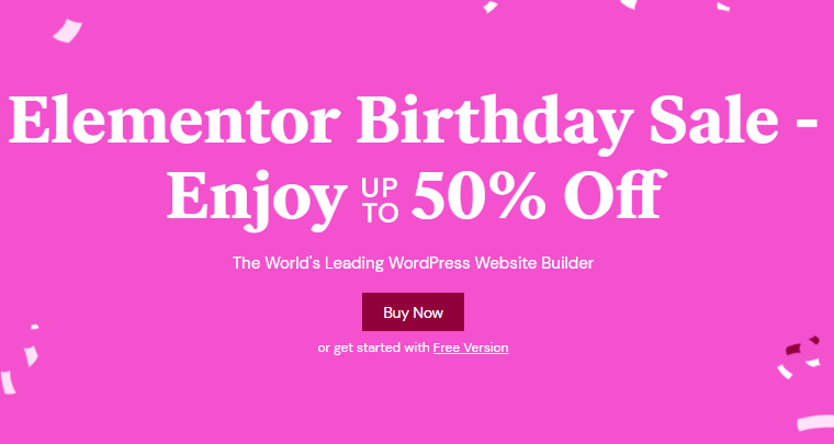 elementor birthday sale 50% discount