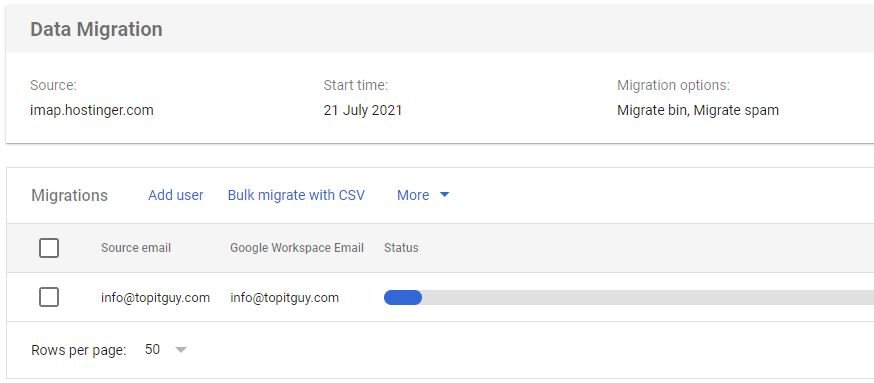 email migration process importing 